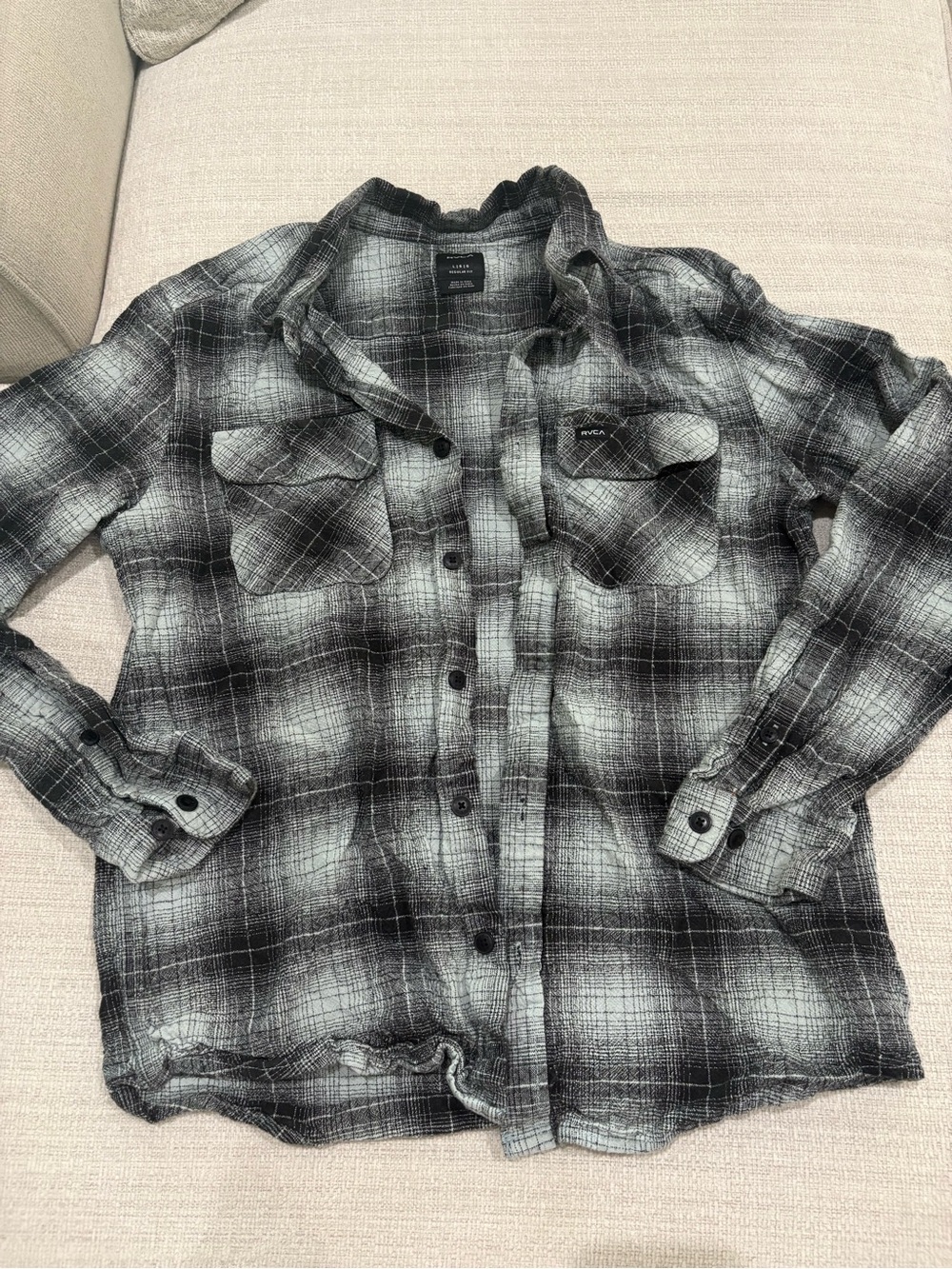 RVCA Black and White Plaid Shirt - Picture 3 of 5